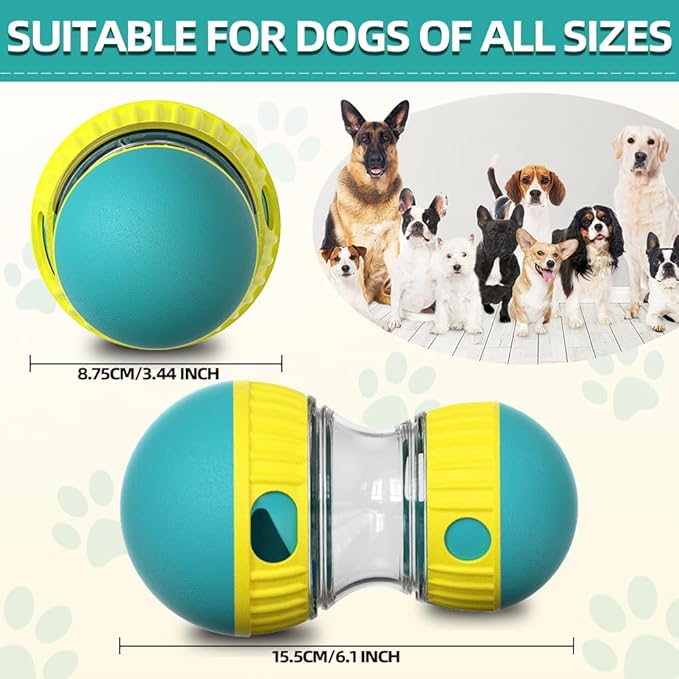Dog Puzzle Toys, Rolling Treat Dispensing Ball, Brain Stimulation &amp; Slow Feeder, Dog Enrichment Toys to Keep Them Busy (Green)