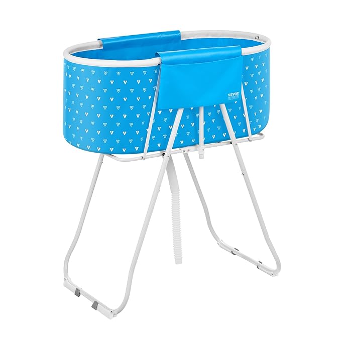VEVOR Portable Dog Bathtub, Elevated &amp; Foldable Space-saving Pet Shower Station with Quick Drainage, Bathing Tub for Washing &amp; Grooming Small and Medium Size Dogs and Cats Indoor &amp; Outdoor, Light Blue