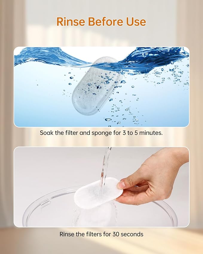 Cat Water Fountain Filter, Filters Replacement for 108Oz/3.2L&amp;67Oz/2L&amp;135Oz/4L Stainless Steel Pet Water Drinking Fountain, Dog Indoor Water Dispenser Fountain Carbon Filter, 12 Filters &amp; 12 Sponges