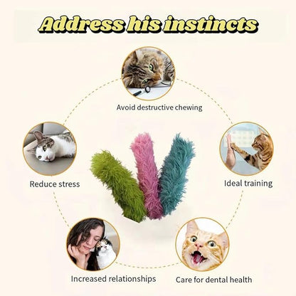 Catnip Toys with 3Pcs Cat Toys - Skin-Friendly Pillow Kicker Toy for Indoor Cats with Crinkle Paper, Catnip &amp; Teething Soother (Pink/Green/Blue)