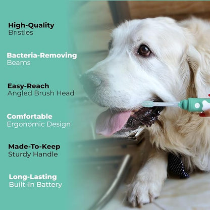 Dog Toothbrush | Innovative Eletrolytic Technology | Improves Oral Health &amp; Reduces Bad Breath | No Vibrations &amp; Silent Teeth Cleaning Brush | No Toothpaste Needed | Dog Teeth Cleaning Kit