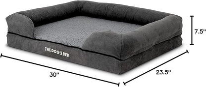 The Dog’s Bed, Medium Grey Plush Memory Foam, Pain Relief: Arthritis, Hip &amp; Elbow Dysplasia, Post Surgery, Lameness, Supportive, Calming, Washable Cover, Veterinary Approved