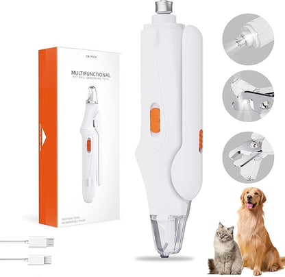 2-in-1 Cat Nail Clippers &amp; Dog Nail Clippers Trimmers for Large Medium Small Dogs Cats Claw Trimmer Quick Sensor and Safety Guard USB Rechargeable with 2 LED Lights Dogs Nail Trimmer
