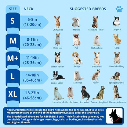 Soft Dog Cone Collar with Anti-Lick Shield, Inflatable Donut Cones Alternative after Surgery for Large/Medium/Small Dogs to Stop Licking, Elizabethan Neck Ecollars of Shame, Comfy Pillow Recovery Blue
