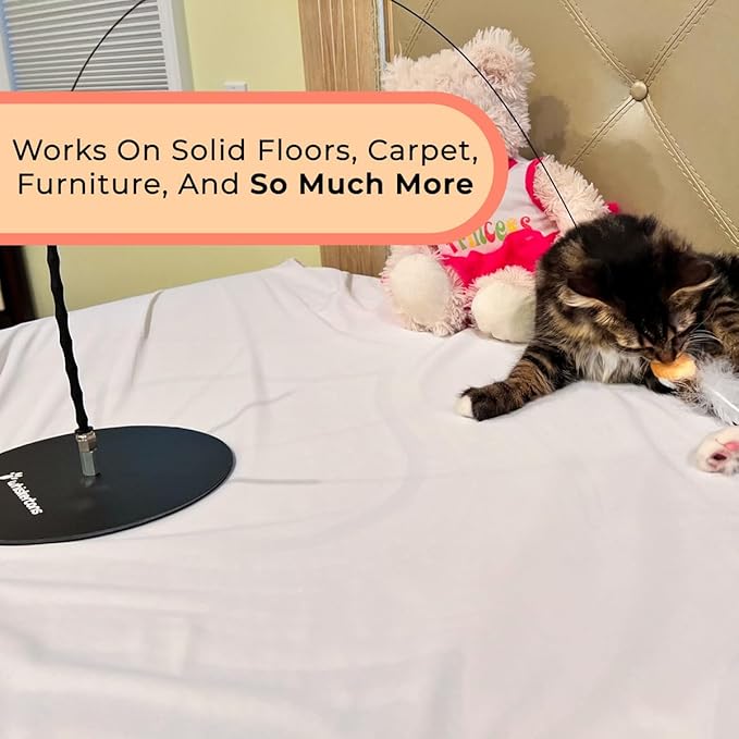 Interactive Bird Simulation Cat Toy Set, Interactive Cat Toy for Indoor Cats, Cat Feather Toy, Suction Cup, Weighted Base, 5 Replacement Birds, Feathers &amp; Bells, Realistic Bird Impression