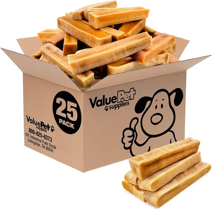 ValueBull Himalayan Yak Cheese Dog Chews, Extra Large, 25 ct Bulk Pack - Long Lasting for Aggressive Chewers, All Natural, Healthy &amp; Safe, Low Odor Nepal Yak Milk Chews