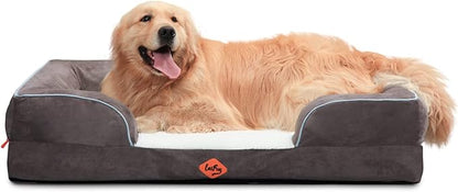 Laifug Large Orthopedic Premium Memory Foam Dog Bed, Dog Sofa with Washable and Removable Suede Cover, Waterproof Liner and Non-Slip Bottom Light Brown, X-Large(44&