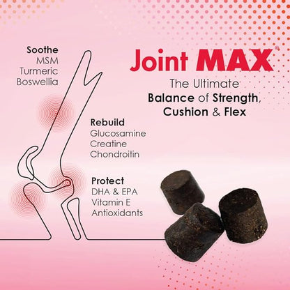TS Joint Supplement Vet Formulated Pain &amp; Inflammation Relief Treats Hip Dysplasia &amp; Arthritis, Glucosamine, Chondroitin, Turmeric, MSM, HA, Creatine, Omega 3 EPA + DHA.120 Soft Chews