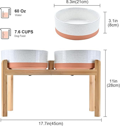 SPUNKYJUNKY Elevated Dog Bowls Ceramic, 8.3&