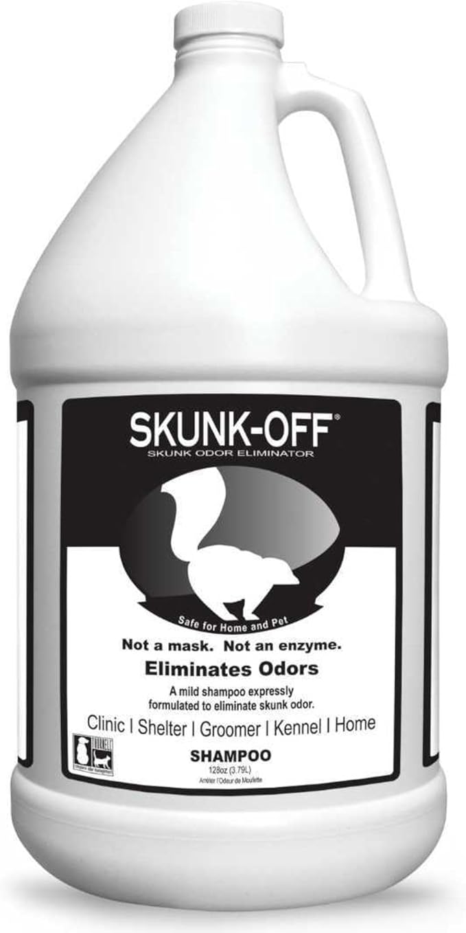 Skunk Off Pet Shampoo – Ready to use Skunk Odor Remover for Dogs, Cats, Carpet, Car, Clothes &amp; More – Skunk Shampoo Non-Enzymatic Formula (1 Gallon)