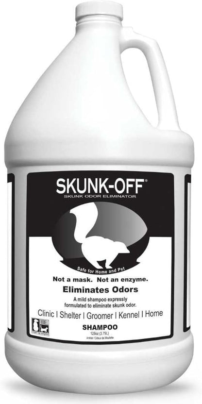 Skunk Off Pet Shampoo – Ready to use Skunk Odor Remover for Dogs, Cats, Carpet, Car, Clothes &amp; More – Skunk Shampoo Non-Enzymatic Formula (1 Gallon)