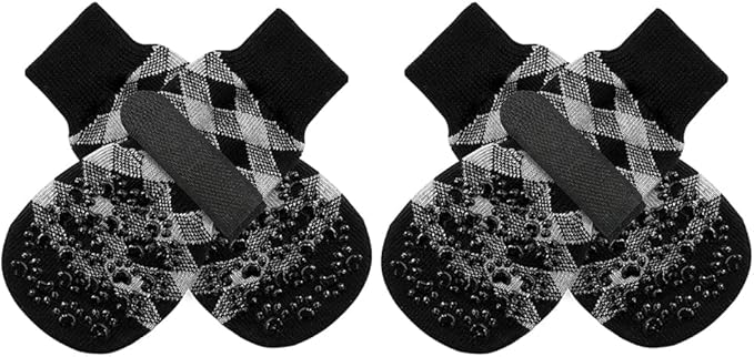 EXPAWLORER Anti Slip Dog Socks to Prevent Licking Paws, Dog Shoes for Hot Pavement, Dog Booties for Small Medium Large Senior Dogs, Traction Control Boots &amp; Paw Protectors for Hardwood Floors
