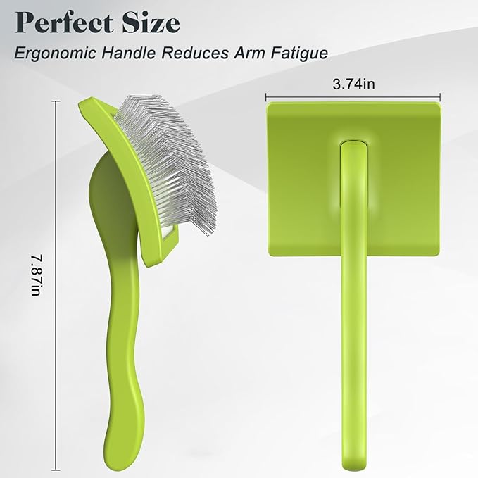 2PCS Slicker Brush for Dogs &amp; Pet Comb,Professional Dog Grooming Brush (Goldendoodles,Poodles,Labradoodles) with Extra Long Pins to Effectively Remove Tangles, Knots and Mats (Green)