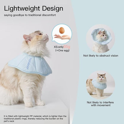 Touchdog Foldable Dog Cone Collar for Cats &amp; Dogs - Adjustable Soft Recovery Collar with Waterproof PU Coating, Lightweight Design, 24.5cm/9.6in Wide Barrier (Blue, L)