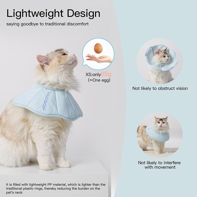 Touchdog Foldable Dog Cone Collar for Cats &amp; Dogs - Adjustable Soft Recovery Collar with Waterproof PU Coating, Lightweight Design, 24.5cm/9.6in Wide Barrier (Blue, XS)