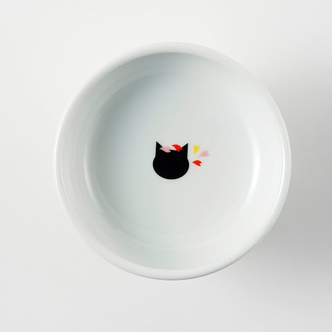 Necoichi Elevated Cat Food Bowl Prevent Neck &amp; Whisker Fatigue, Dishwasher and Microwave Safe, No.1 Seller in Japan! (Sakura, Regular)