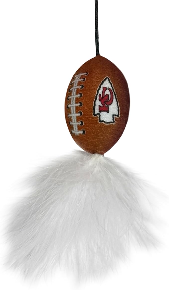 NFL Kansas City Chiefs Cat Tunnel Tube Toy with Plush Football Catnip and Feathers Collapsible Tunnel for Cats to Play, Peek and Hide, Sporty &amp; Fun Cat Tunnel Toy with Team Logo All-Over Design!