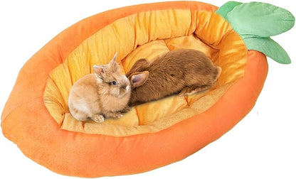 Bunny Bed, Rabbit Bed Carrot Shape, Soft &amp; Machine Washable with Removable Cushion for Guinea Pig Chinchilla Squirrel Hedgehog and Other Small Animals (Carrot Shape)