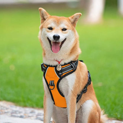 PoyPet No Pull Dog Harness, Reflective Comfortable Vest Harness with Front &amp; Back 2 Leash Attachments and Easy Control Handle Adjustable Soft Padded Pet Vest for Small to Large Dogs (Orange,XS)