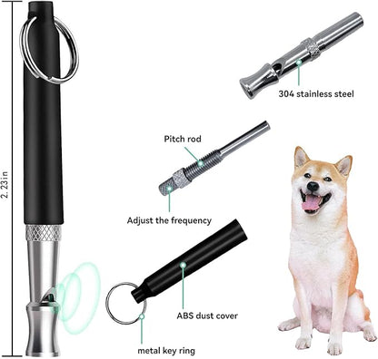 3 Pack Dog Whistle to Stop Barking Neighbors Dog - Adjustable Ultrasonic Silent Dog Whistle for Professional Training &amp; Bark Control, with Lanyard (Black/White) - Effective Recall &amp; Long Range