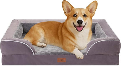 Comfort Expression Medium Dog Beds Waterproof Orthopedic Foam Dog Sofa Beds for Medium Large Dogs Comfy Pet Bed with Washable Removable Cover &amp; Non-Slip Bottom(Medium,Purple)