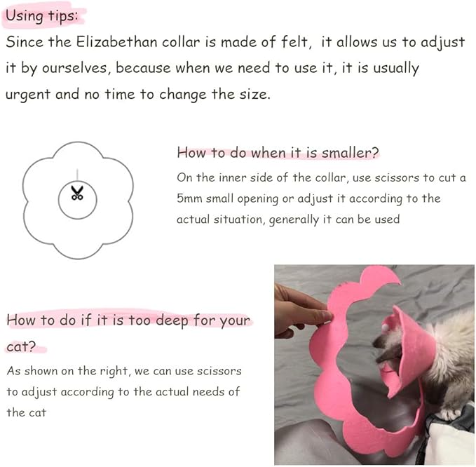 Cute Flower Recovery Collar - Adjustable M Size (2pcs), After Surgery Elizabethan Collar for Kittens, Cats, Puppies &amp; Rabbits