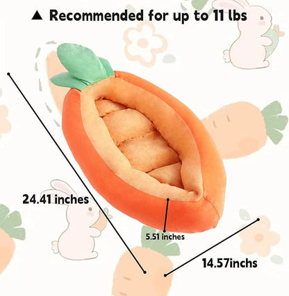 Bunny Bed, Rabbit Bed Carrot Shape, Soft &amp; Machine Washable with Removable Cushion for Guinea Pig Chinchilla Squirrel Hedgehog and Other Small Animals (Carrot Shape)
