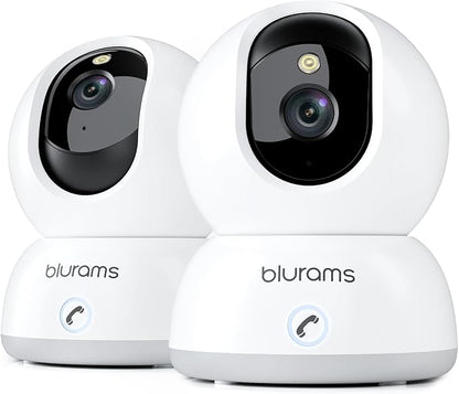 blurams 2K Pet Camera, Cameras for Home Security with One-Touch Call, Indoor Camera w/Color Night Vision, Motion Tracking, Cloud &amp; SD Card Storage (2Pack)