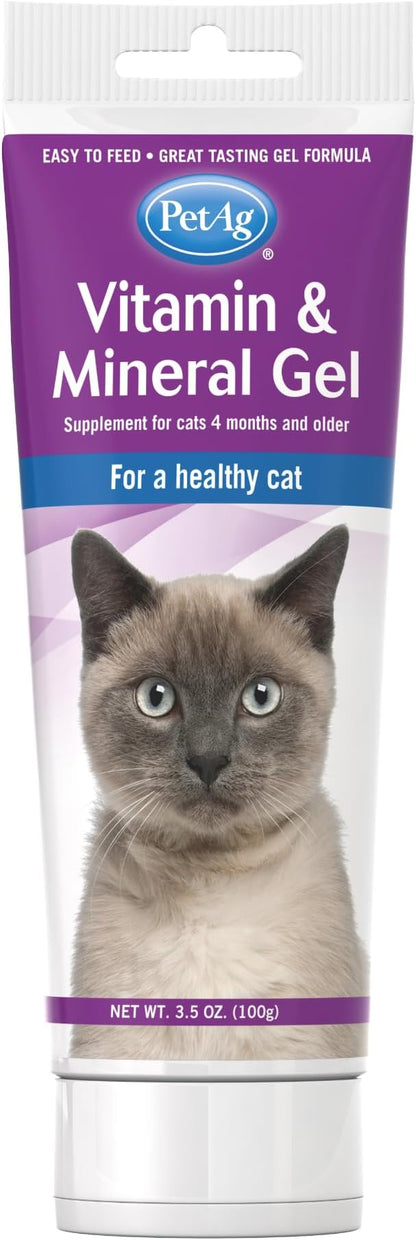 PetAg Vitamin &amp; Mineral Gel Supplement for Cats - 3.5 oz - Provides Basic Daily Vitamins &amp; Minerals for Cats 4 Months and Older - Easy to Digest