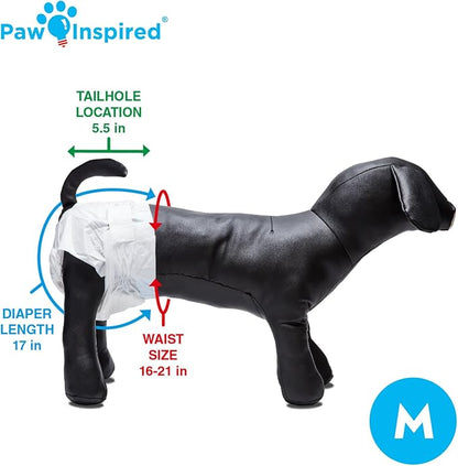 Paw Inspired 32ct Disposable Dog Diapers | Female Dog Diapers Ultra Protection | Diapers for Dogs in Heat, Excitable Urination, or Incontinence (Medium)