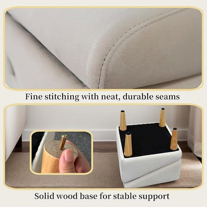 Split Ottoman Dog Ramp, Folding Pet Ramps Stairs for Couch, Pet Ramps Stairs for Small and Large Dogs, Holds up to 220 lbs (Beige - 2 Pads &amp; 2 Covers, One Size)