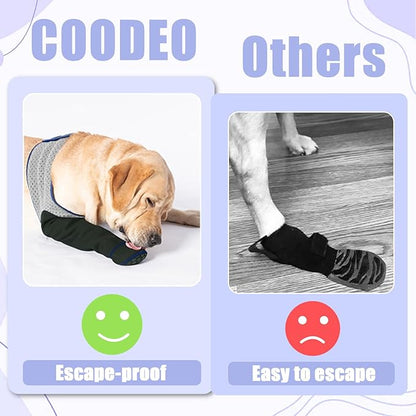 COODEO Dog Socks to Prevent Licking Paws, Healing Boots &amp; Paw Protectors with Non-Slip Bottoms for Wound Protection, Waterproof Sleeve Shoes for Licking（Grey，XL_Right