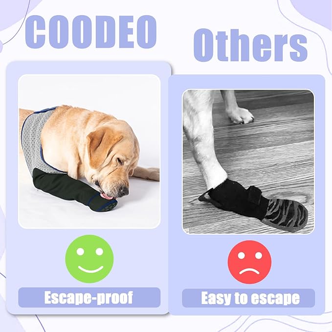 COODEO Dog Socks to Prevent Licking Paws, Healing Boots &amp; Paw Protectors with Non-Slip Bottoms for Wound Protection, Waterproof Sleeve Shoes for Licking（Grey，2XL_Left