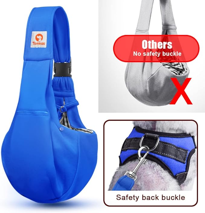 Tomkas Dog Sling Carrier for Small Dogs - Royal Blue, Adjustable Strap &amp; Zipper Pocket, Up to 10 lbs. Perfect Puppy Carrier for Small Dogs