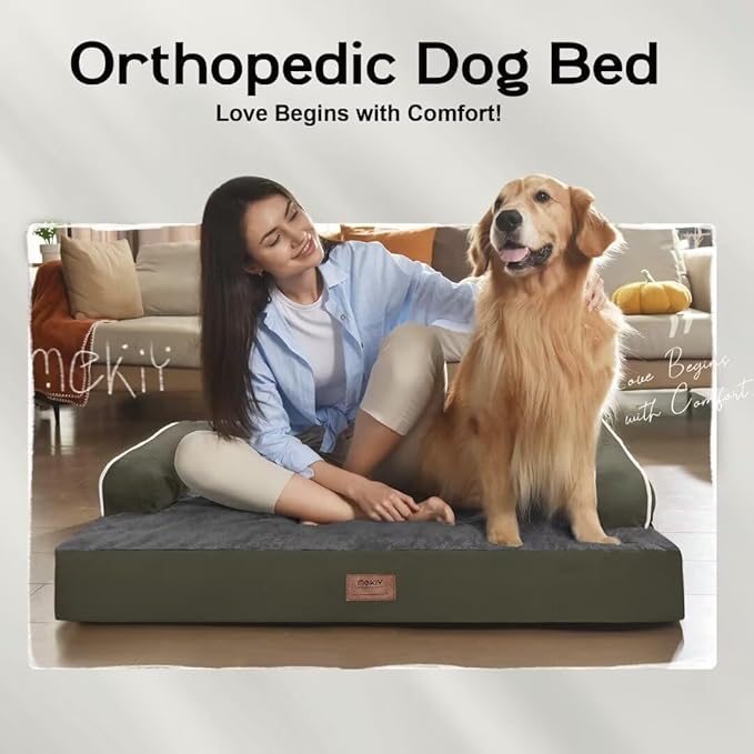 Dog Bed Medium Size Dog-Orthopedic Waterproof Bed for Dogs,Foam Couch Sofa with Washable Removable Cover &amp; Non-Slip Bottom-Dark Green