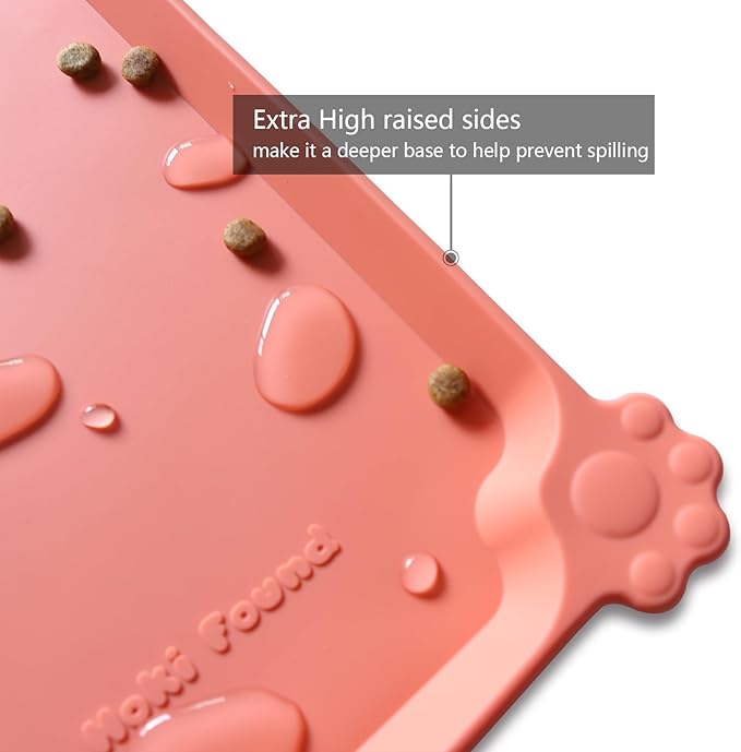 Hoki Found X-Large Silicone Pet Feeding Mats - Non Slip, Waterproof Food &amp; Drink Mats for Dogs, Cats &amp; Carpet - Burnt Coral
