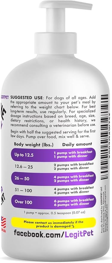 Liquid Glucosamine for Dogs Bacon Flavour with Chondroitin, MSM &amp; Hyaluronic Acid K9 Supplement Hip and Joint Formula Advanced Mobility Joint Pain Relief Senior Advanced Supplement for All Breeds