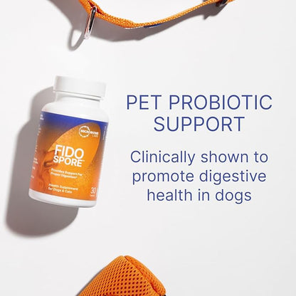 Microbiome Labs Fidospore - Dog Probiotics for Digestive Health &amp; Immune Support - Spore-Forming Pet Probiotics for Dogs &amp; Cats Gut Health - Flavored with Grass Fed Beef Liver (30 Capsules)