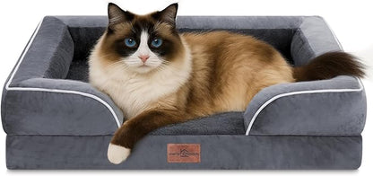 Comfort Expression Small Dog Beds Waterproof Cat Beds Orthopedic Foam Sofa Beds for Small Dogs Comfy Pet Bed with Washable Removable Cover &amp; Non-Slip Bottom(XX-Small,Dark Grey)