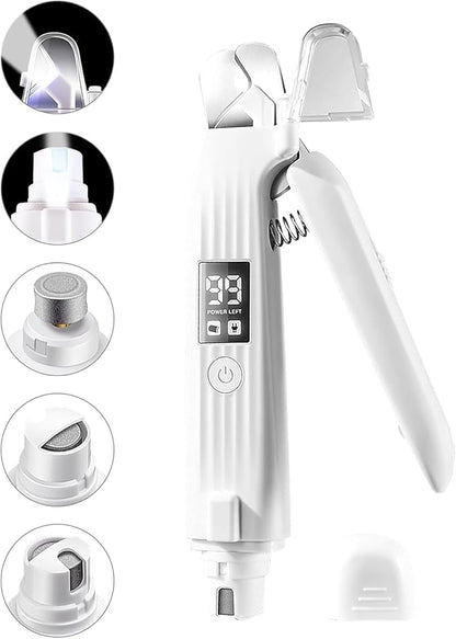2-in-1 Dog Nail Trimmers &amp; Dog Nail Grinder with 2 LED Lights, USB Rechargeable, Cat Nail Clipper with Splash Guard, and Multiple Grinding Methods for Small, Medium, and Large Dogs &amp; Cats