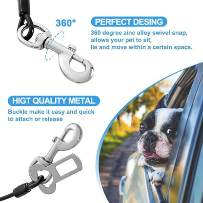 Dog Seat Belt Harness for Car,Dog Seatbelt of Coated Wire Leash Safety Restraint,No Chew Tether Cable Vehicle,Double Clips &amp; Latch (Orange, 32 inch/80 CM)
