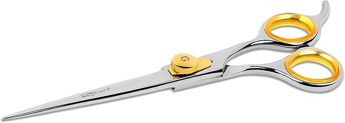 Sharf Gold Touch Pet Grooming Shear | Straight Cat &amp; Dog Grooming Scissors | 7.5 Inch | 440c Japanese Stainless Steel Pet Dog Shearing Scissors | Animal Shears with Removable Comfort Rings