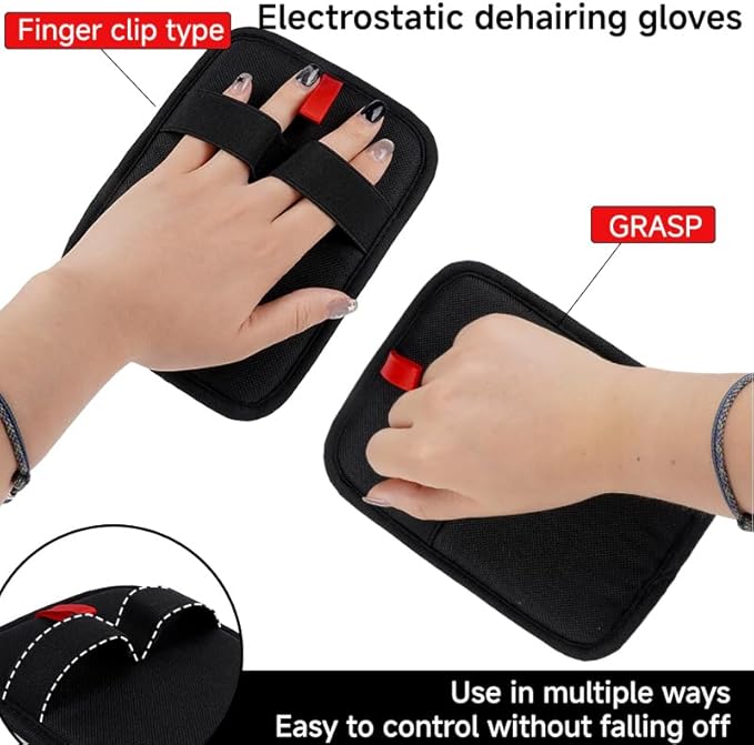Pet Hair Remover, Electrostatic Pet Hair Removal Gloves-2-piece Set, Reusable Cat &amp; Dog Hair Remover for Couch, Furniture, Carpet, Curtain, Upgraded Animal Fur Removal Tool
