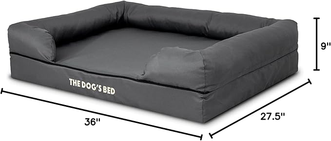 The Dog’s Bed Large Grey with Black Trim 36x27, Waterproof, Veterinary Grade Memory Foam, Pain Relief: Arthritis, Hip &amp; Elbow Dysplasia, Post Surgery, Supportive, Washable Cover, Veterinary-Approved