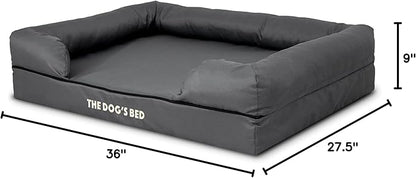 The Dog’s Bed Large Grey with Black Trim 36x27, Waterproof, Veterinary Grade Memory Foam, Pain Relief: Arthritis, Hip &amp; Elbow Dysplasia, Post Surgery, Supportive, Washable Cover, Veterinary-Approved