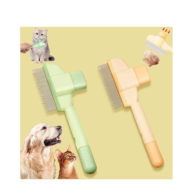 2 Pcs Brush for Cats, brush Cat Comb, Avatore brushs-Removes Fur &amp; Relieves Pain, Upgrade Dog and Cat Hair Removal with Release Button, Multi-function Grooming Brushs for Short&amp;Long Cats
