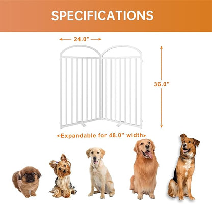 2 Panles Full Matel Freestanding Dog Gates with Door, 48"Extra Wide 36"Tall Free Standing Dog Pet Gate for Indoor &amp; Outdoor. Foldable Pet Fences for Doorways, House, Stairs, Porch, Deck, Yard