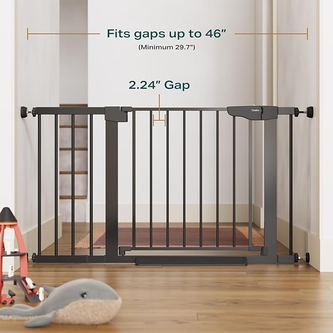 Cumbor 2 Pack 29.7-46" Baby Gate for Stairs, Mom&