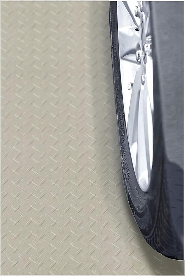 RESILIA Heavy Duty Garage Floor Runner &amp; Protector Mat - Slip Resistant Diamond Plate PVC Mats - Water, Spill, &amp; Stain Resistant, Sandstone (4 feet x 8 feet), Made in The USA