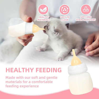Kitten Bottles, Professional Kitten Bottle Feeding Kit, Nipple&amp;Feeding Kit for Kittens and Puppies, Reusable Newborn Kitten Supplies, Suitable for Feeding Kitten, Puppy, Rabbit